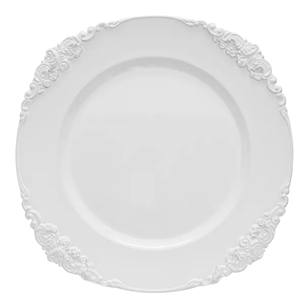 Bajo plato flor vintage blanca